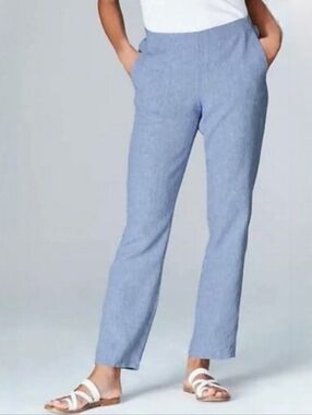 J Jill Love Linen Straight Leg Flat Front Pants